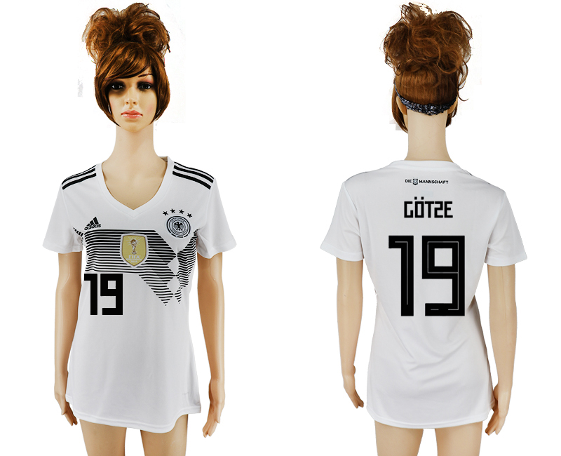 Maillot de femmes par cher Germany #19 GOTZE  2018 FIFA World Cu